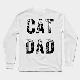 Cool Cat Dad Shirt, Distressed Vintage Style, Comfy Weekend Wear, Ideal Gift for Kitty Cat-Owning Dads Long Sleeve T-Shirt